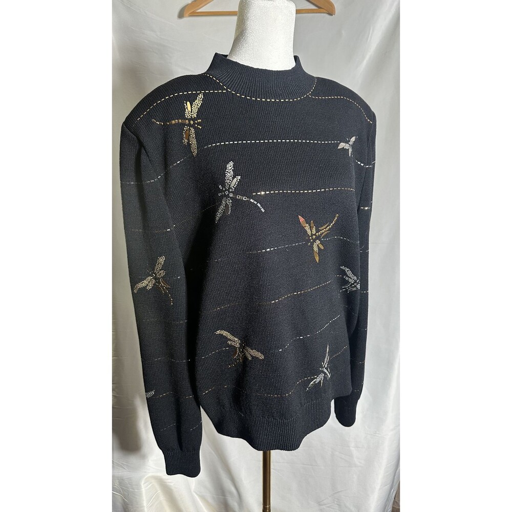 St John Evening Dragonfly Pullover Sweater Size 14